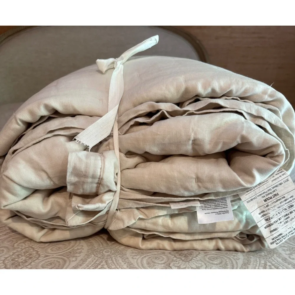Quince European Linen Dream Quilt Full/Queen Color Sand